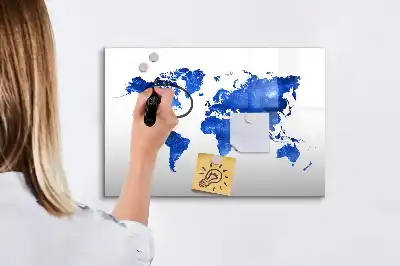 Beschrijfbaar glazen magneetbord met kosmische wereldkaart design