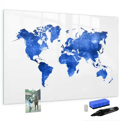 Beschrijfbaar glazen magneetbord met kosmische wereldkaart design