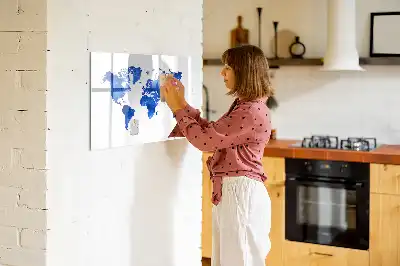 Beschrijfbaar glazen magneetbord met kosmische wereldkaart design