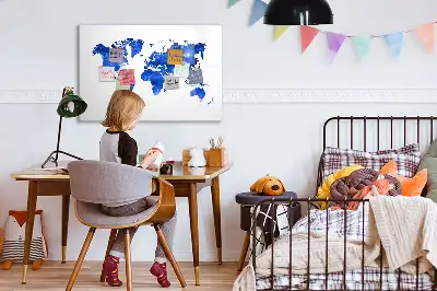 Beschrijfbaar glazen magneetbord met kosmische wereldkaart design