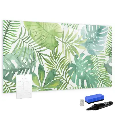 Magnetisch glazen memobord met motief van exotische bladeren