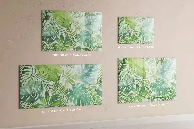 Magnetisch glazen memobord met motief van exotische bladeren