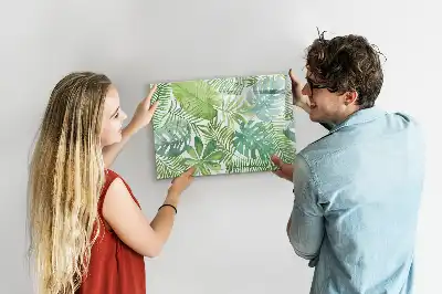 Magnetisch glazen memobord met motief van exotische bladeren