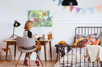 Magnetisch glazen memobord met motief van exotische bladeren