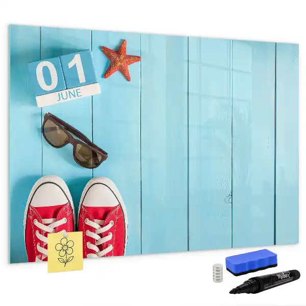 Beschrijfbaar glazen magneetbord met design Eerste zomerdag