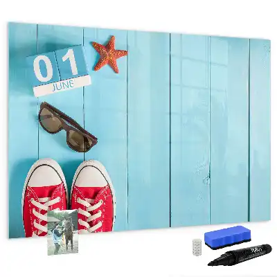 Beschrijfbaar glazen magneetbord met design Eerste zomerdag