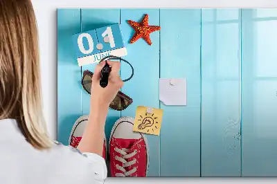 Beschrijfbaar glazen magneetbord met design Eerste zomerdag