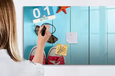 Beschrijfbaar glazen magneetbord met design Eerste zomerdag