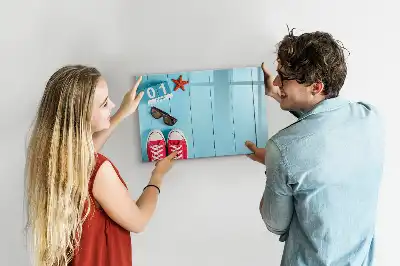 Beschrijfbaar glazen magneetbord met design Eerste zomerdag
