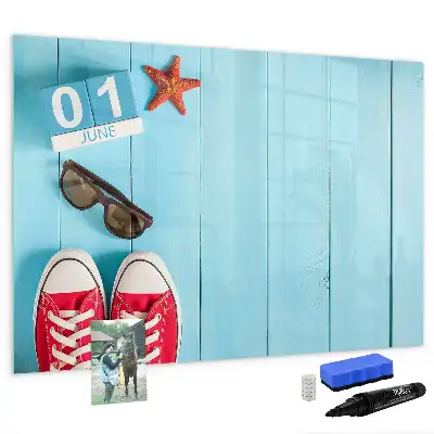 Beschrijfbaar glazen magneetbord met design Eerste zomerdag