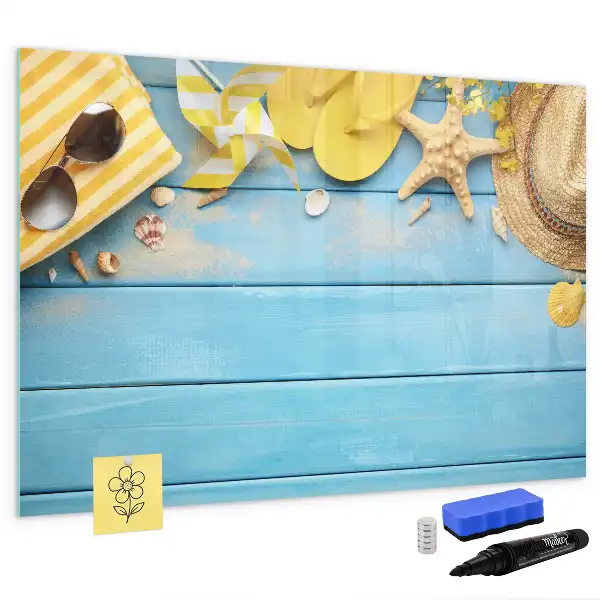 Magnetisch glazen schrijfbord voor notities en foto's voor strandaccessoires