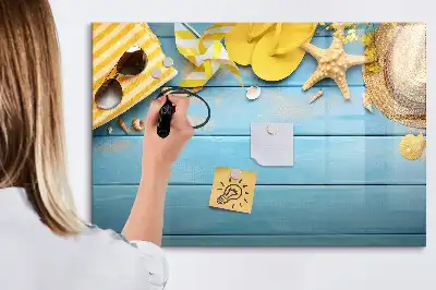 Magnetisch glazen schrijfbord voor notities en foto's voor strandaccessoires