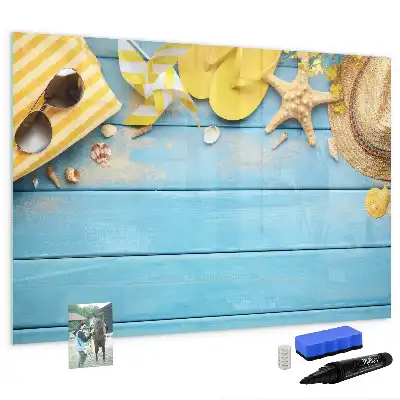 Magnetisch glazen schrijfbord voor notities en foto's voor strandaccessoires