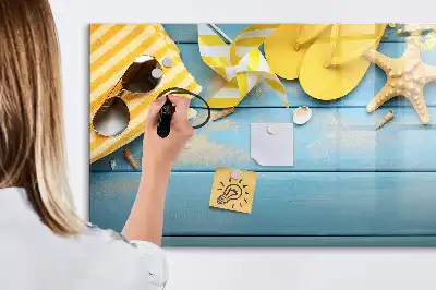 Magnetisch glazen schrijfbord voor notities en foto's voor strandaccessoires