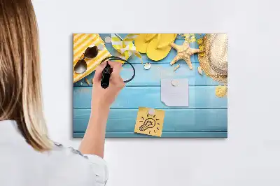 Magnetisch glazen schrijfbord voor notities en foto's voor strandaccessoires