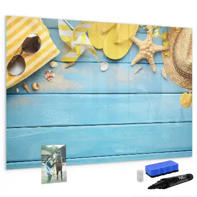 Magnetisch glazen schrijfbord voor notities en foto's voor strandaccessoires