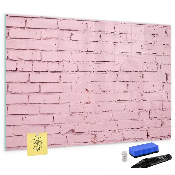 Beschrijfbaar glazen magneetbord met bakstenen muur design