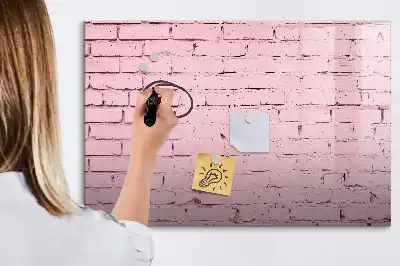 Beschrijfbaar glazen magneetbord met bakstenen muur design