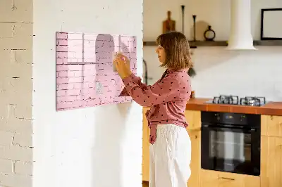 Beschrijfbaar glazen magneetbord met bakstenen muur design