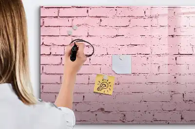Beschrijfbaar glazen magneetbord met bakstenen muur design