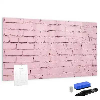 Beschrijfbaar glazen magneetbord met bakstenen muur design