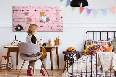 Beschrijfbaar glazen magneetbord met bakstenen muur design