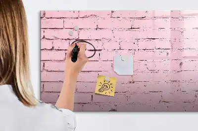 Beschrijfbaar glazen magneetbord met bakstenen muur design