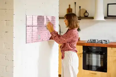 Beschrijfbaar glazen magneetbord met bakstenen muur design