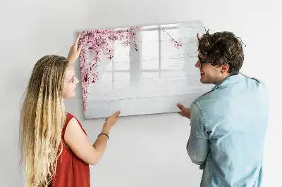 Magnetisch glazen schrijfbord met motief van lentebloemen