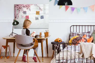 Magnetisch glazen schrijfbord met motief van lentebloemen