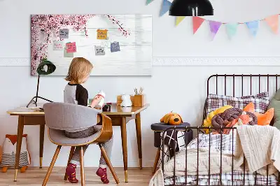 Magnetisch glazen schrijfbord met motief van lentebloemen