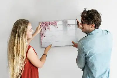 Magnetisch glazen schrijfbord met motief van lentebloemen