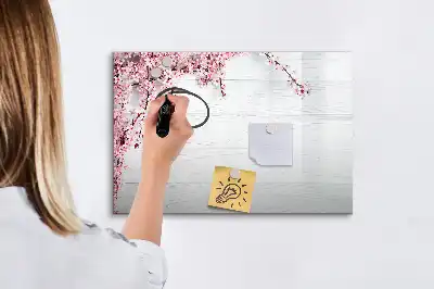 Magnetisch glazen schrijfbord met motief van lentebloemen