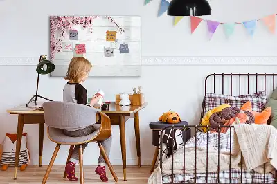 Magnetisch glazen schrijfbord met motief van lentebloemen