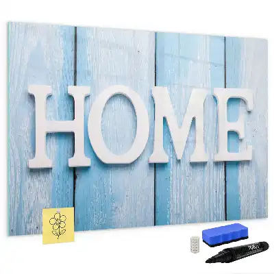 Beschrijfbaar glazen magneetbord met Thuis tekst design