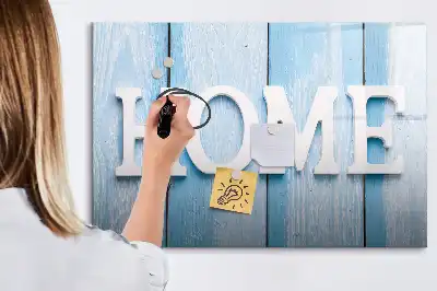 Beschrijfbaar glazen magneetbord met Thuis tekst design