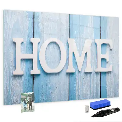 Beschrijfbaar glazen magneetbord met Thuis tekst design