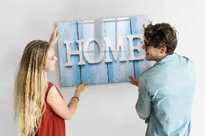 Beschrijfbaar glazen magneetbord met Thuis tekst design