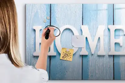 Beschrijfbaar glazen magneetbord met Thuis tekst design