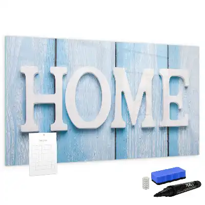 Beschrijfbaar glazen magneetbord met Thuis tekst design