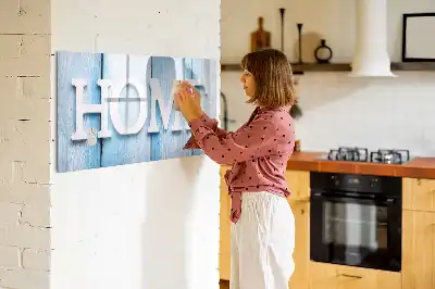Beschrijfbaar glazen magneetbord met Thuis tekst design