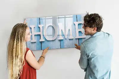 Beschrijfbaar glazen magneetbord met Thuis tekst design
