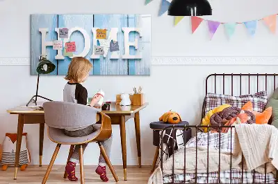 Beschrijfbaar glazen magneetbord met Thuis tekst design