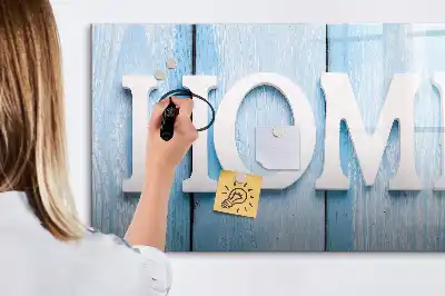 Beschrijfbaar glazen magneetbord met Thuis tekst design