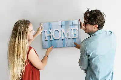 Beschrijfbaar glazen magneetbord met Thuis tekst design