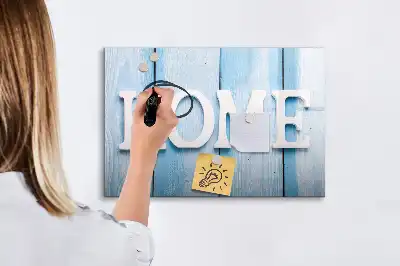 Beschrijfbaar glazen magneetbord met Thuis tekst design