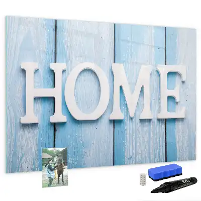 Beschrijfbaar glazen magneetbord met Thuis tekst design