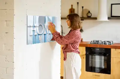 Beschrijfbaar glazen magneetbord met Thuis tekst design
