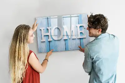Beschrijfbaar glazen magneetbord met Thuis tekst design