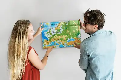 Geografische wereldkaart magnetisch glazen schrijfbord voor notities en foto's